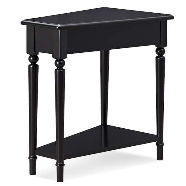 Leick Home Coastal Notions 24 in. Silky Painted Swan Black Wedge Table with Shelf