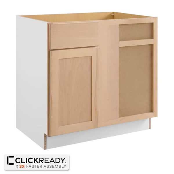 Hampton Bay 36 in. W x 24 in. D x 34.5 in. H Ready to Assemble Blind Corner Kitchen Cabinet in Unfinished with CLICKREADY Technology