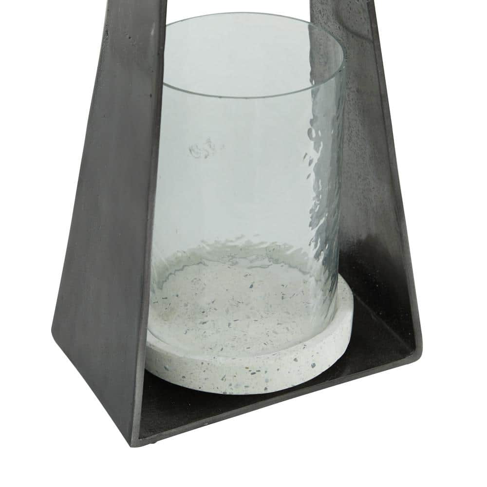 Contemporary Black Candle Lantern - 8" x 17.5" Hanging Hurricane