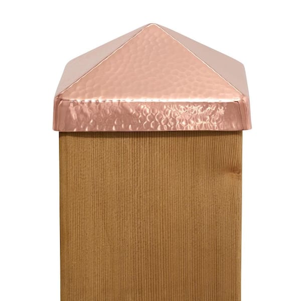 Protectyte 6 in. x 6 in. Hammered Copper Pyramid Slip Over Fence Post Cap