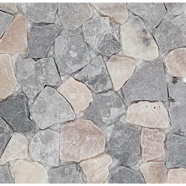 Fit Ash Grey Quartz Mix 4 in. x 6 in. Marble Mosaic Tile Sample