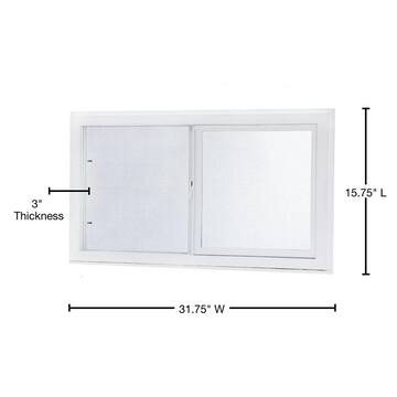 31.75 in. x 15.75 in. Left Hand Single Sliding Vinyl Window with Dual Pane Insulated Glass - White