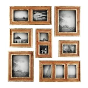 Natural Wood and Gold Gallery Wall Picture Frames (Set of 7)