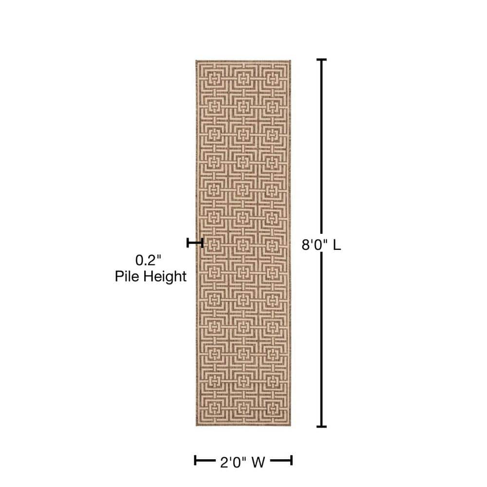 Beachside Bliss Beige/Cream 2' x 8' Geometric Synthetic Runner Rug