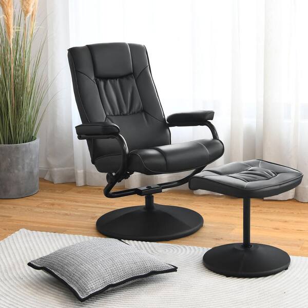 leather swivel recliner chair with footstool