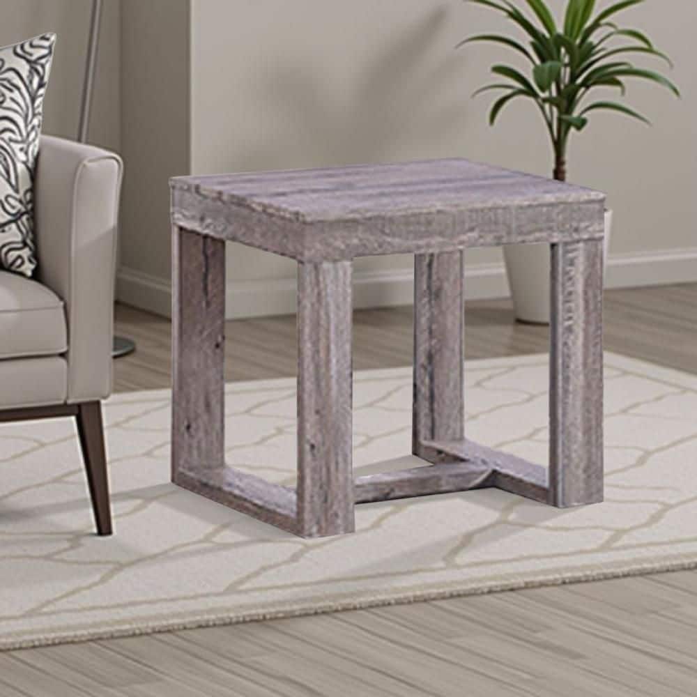 Knic 23.88 in. Grey Square Wood End Table with Double Pedestal price history on PriceWatchPro