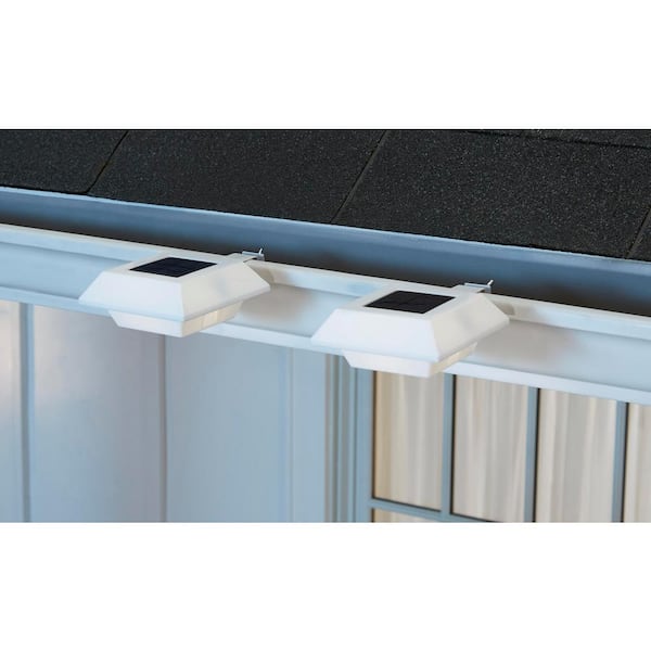 Hampton Bay 10 Lumens Integrated LED White Outdoor Solar Roof Gutter Light (4-Pack)