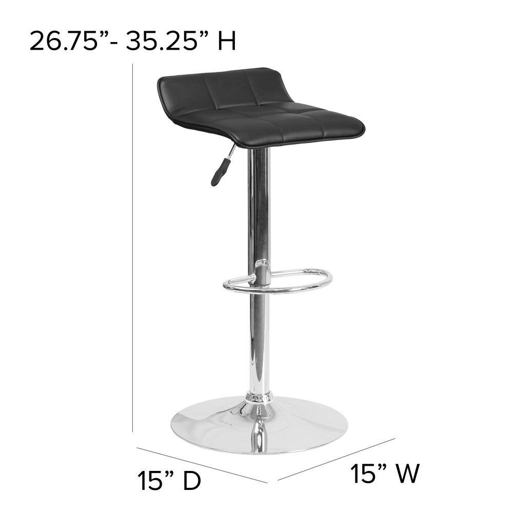 Contemporary Black Vinyl Swivel Adjustable Barstool with Chrome Base