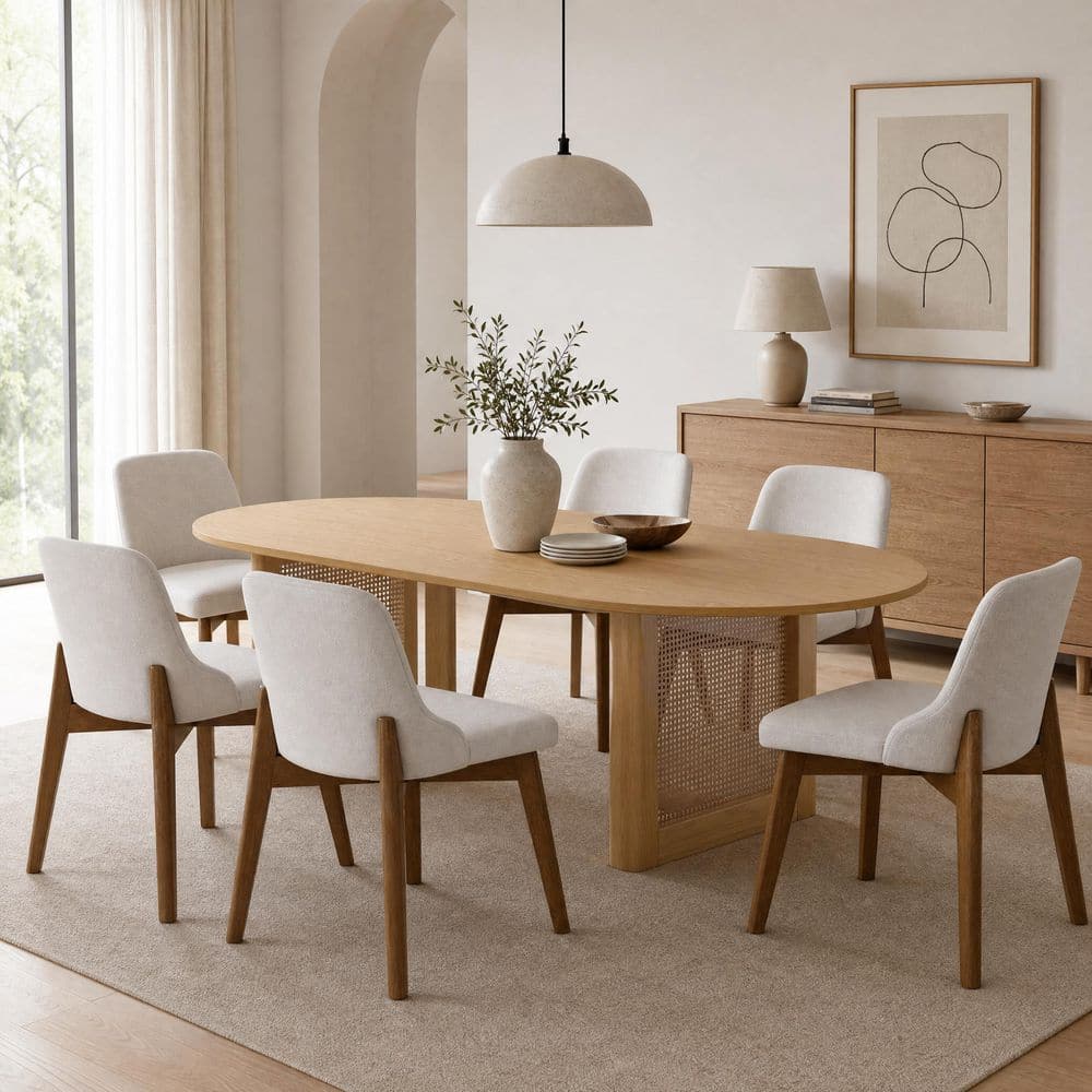 7 Piece Oval Wood Top Dining Table Set Seats 6 price history on PriceWatchPro