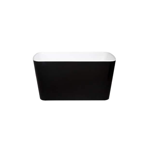 49 in. x 27.95 in. Acrylic Japanese Soaking Bathtub Hot Tub with Chrome Overflow and Drain, Glossy Black