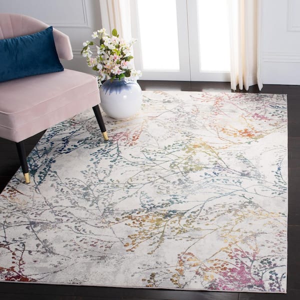 Aria 9 ft. x 12 ft. Ivory/Blue Distressed Forest Area Rug