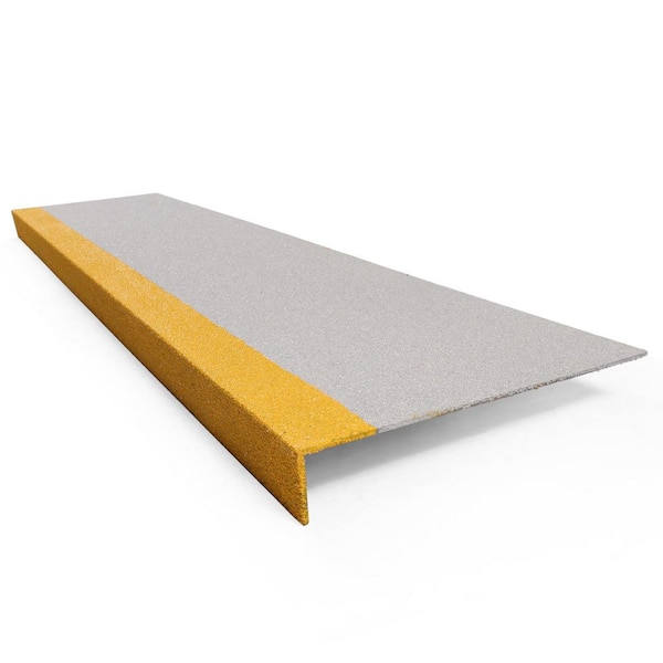 12 in. x 48 in. Anti-Slip Fiberglass Stair Tread Cover For Edge Protection, Industrial/Commercial Use, High-Visibility