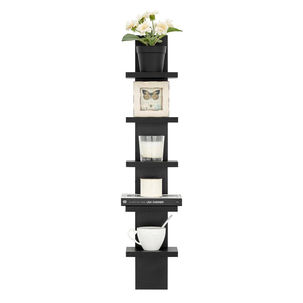 Black 33" 5-Tier Floating Wall Shelf for Living Room