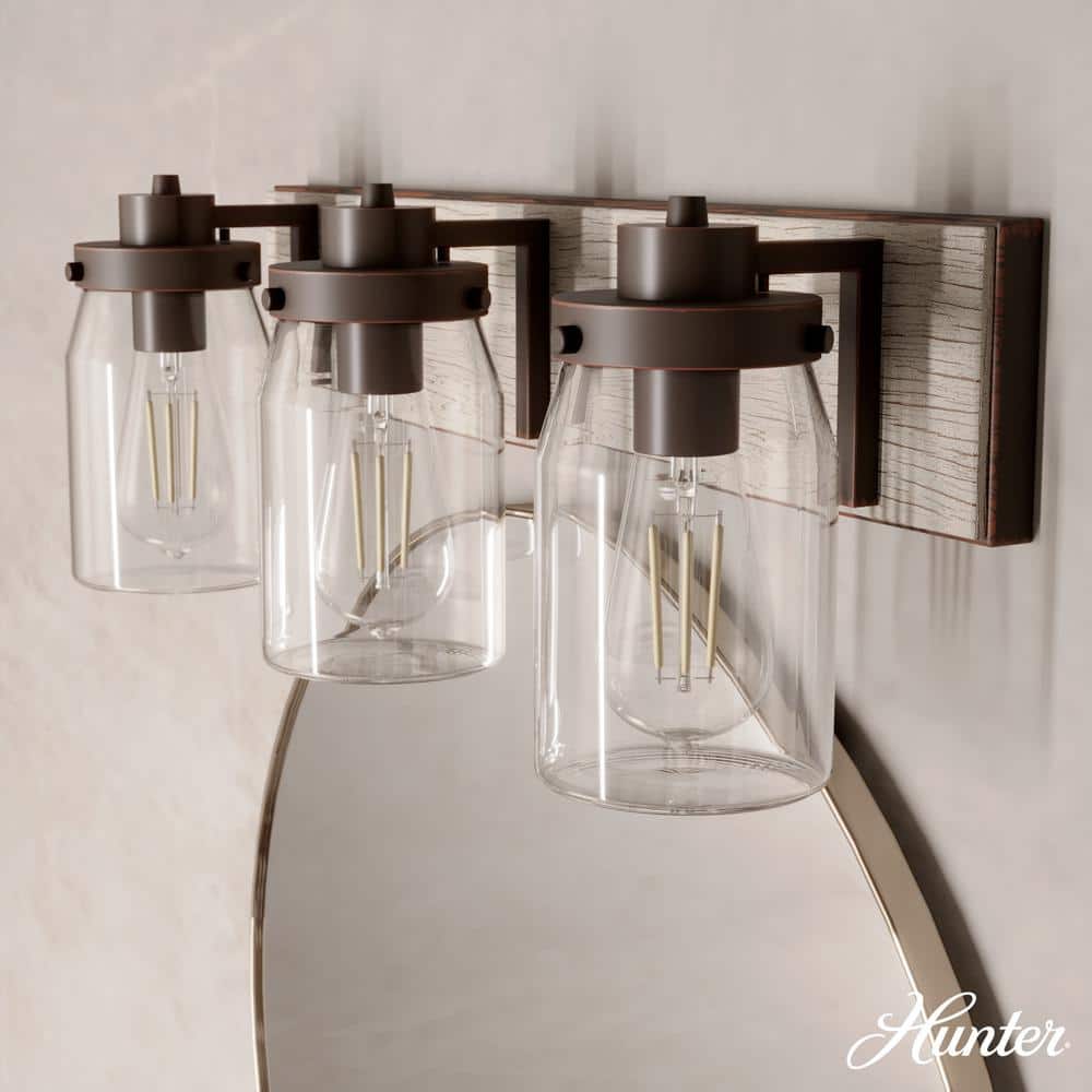Devon Park 24 in. 3-Light Onyx Bengal Vanity-Light with Clear Glass Shades Bathroom Light price history on PriceWatchPro