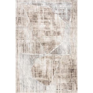 Karly Distressed Geometric Beige Doormat 3 ft. x 5 ft. Accent Rug