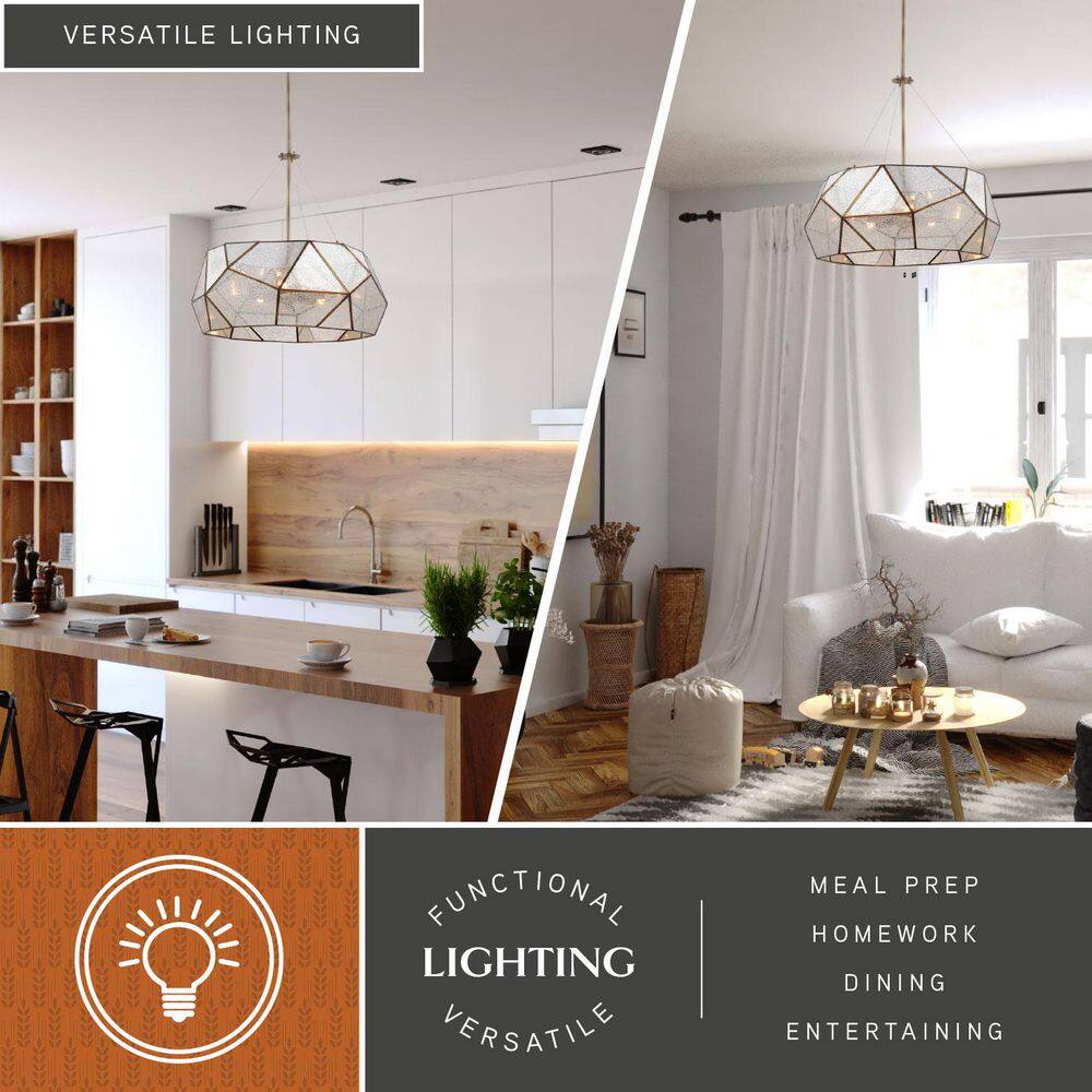 Euclid 24-Inch Aged Brass Drum Pendant Light with Mercury Glass