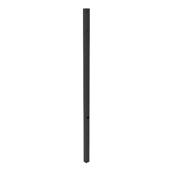FORTRESS Athens 6 ft. H x 2 in. W Gloss Black Aluminum Flat Top Design Fence Line Post