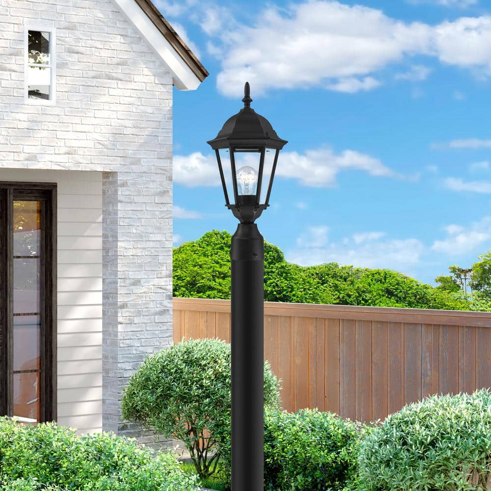 Hamilton Textured Black Outdoor Post Light with Clear Beveled Glass