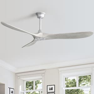 60 in. Indoor/Outdoor Modern Silver Wood Ceiling Fan without Light and 6 Speed Remote Control