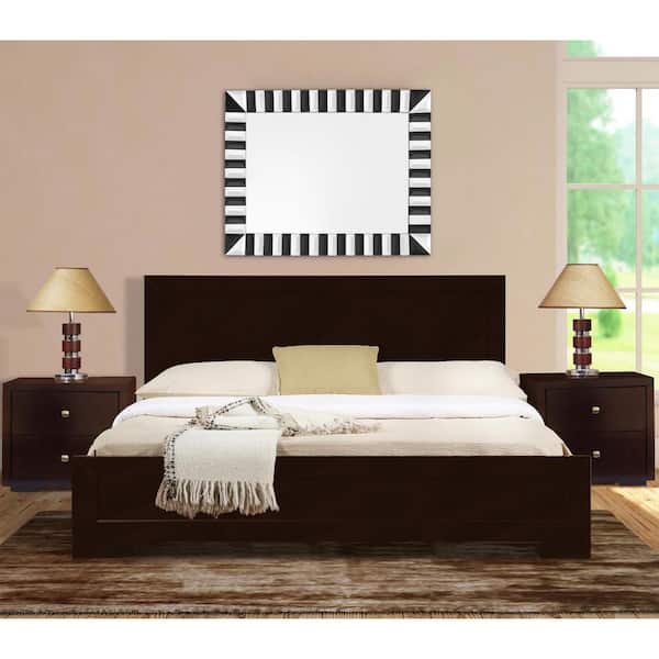Trent 2-Piece Espresso Wood Queen Bedroom Set with 1 Nightstand