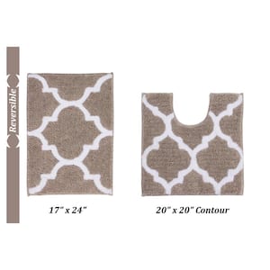 Marrakesh Collection 2-Piece Beige 100% Polyester 17 in. x 24 in., 20 in. x 20 in. Bath Rug Set