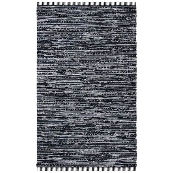 Rag Rug 5 ft. x 8 ft. Black Striped Area Rug