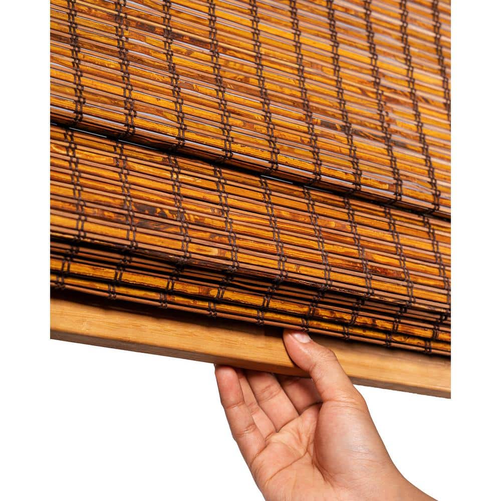 39" x 64" Beaver Brown Bamboo Cordless Roman Shade