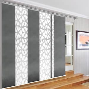 Metallic Snow 110 in. - 153 in. W x 94 in. L Adjustable Light Filtering 7-Panel White Panel Track with 23.5 in. Slates