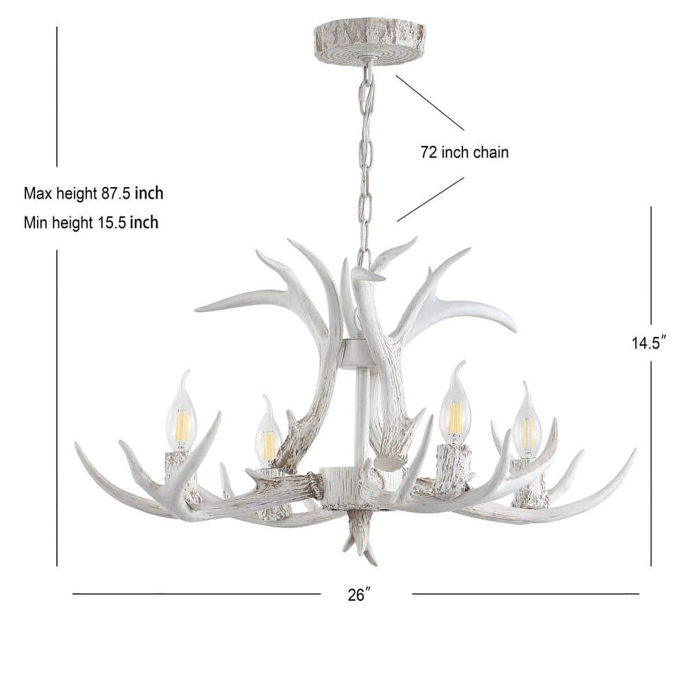 Eldora 27" White Resin Antler Chandelier