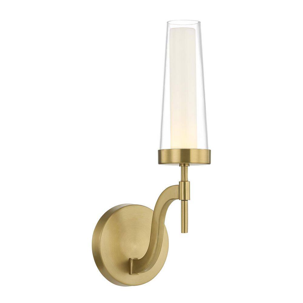 Butler 4.5 in. W x 14 in. H 1-Light Warm Brass Integrated LED Traditional Wall Sconce price history on PriceWatchPro