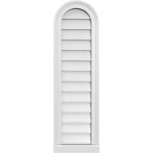 12 in. x 40 in. Round White PVC Paintable Gable Louver Vent Non-Functional