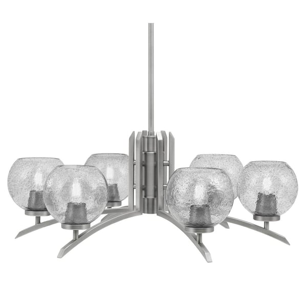 Unbranded Siena 26.25 in. 6 Light Graphite Chandelier with Smoke Bubble Glass Shades