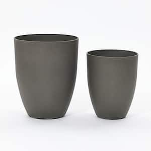 13.8 in. W x 16.7 in. Husky Grey H Tapered Round Plastic Tropical Planters Set (2-Piece)