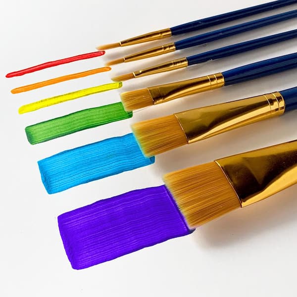 6 PIECES ARTIST PAINT BRUSH SET FLAT TIP FOR OIL WATERCOLOR ACRYLIC PAINTING