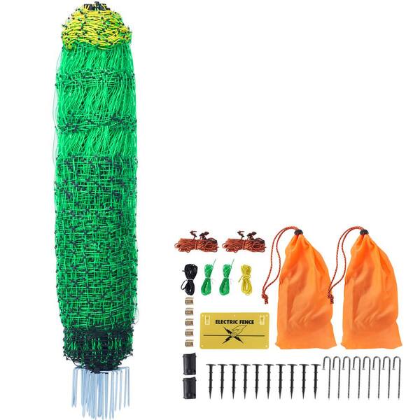 Electric Fence Netting 50 in. H x 164 in. L PE Net Fencing with Posts and Double-Spiked Utility Portable Mesh Polywire