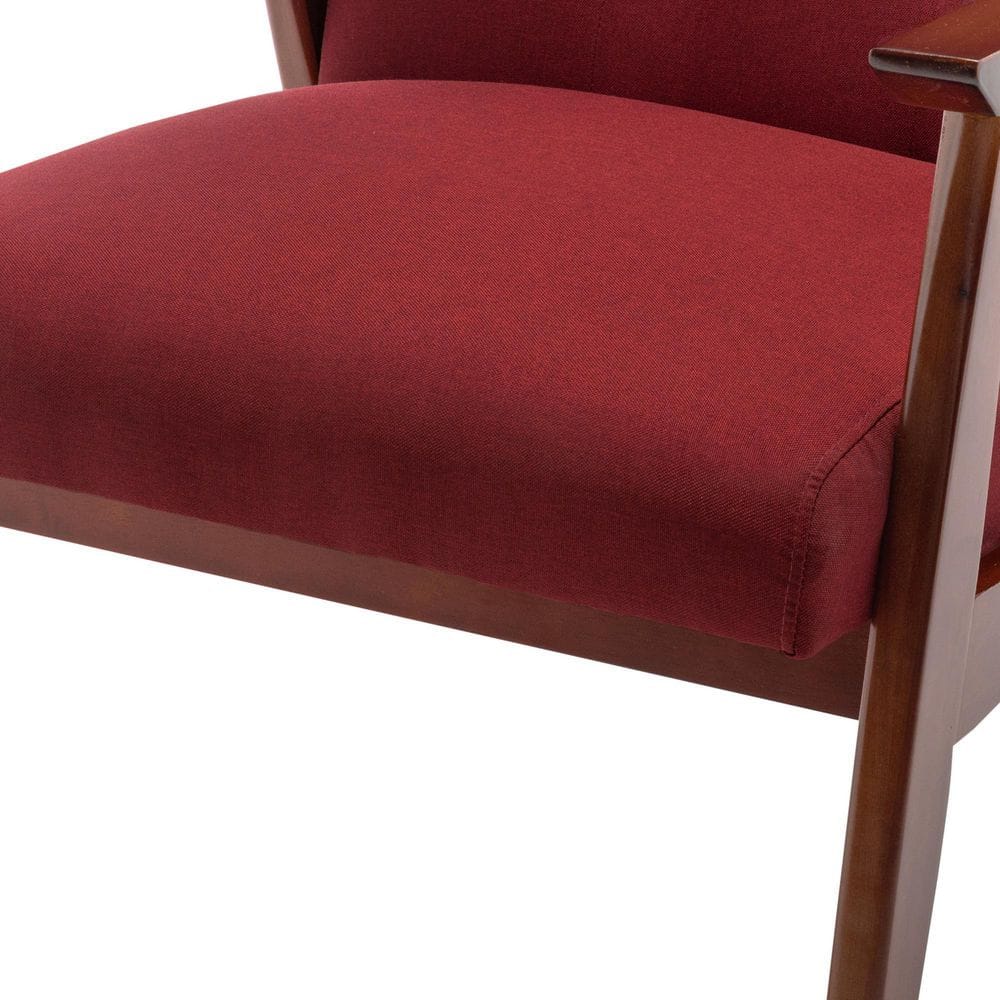 Natalie Mid-Century Garnet Red Accent Chair with Espresso Wood Frame