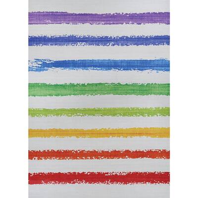 Rainbow Flavors Spearmint-Multicolor 5 ft. x 8 ft. Area Rug