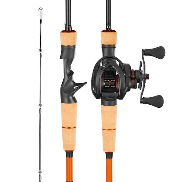 Rod and Fishing Reel Combo 6 Plus 1 BB System 7.0:1 Gear Ratio Cork Handle, Ceramic Guides, IM7 Carbon Fiber Baitcasting