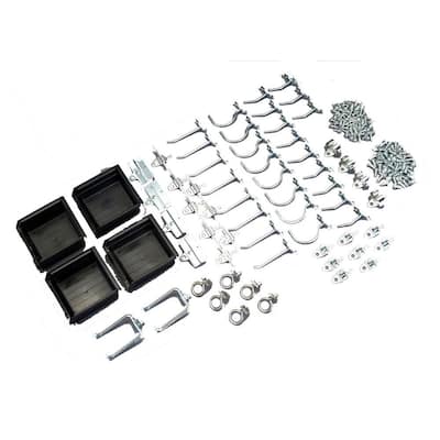 Zinc Plated Steel Craft Hook Assortment Kit and Hanging Bin Kit (64-Pieces)