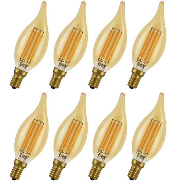 Viribright 40-Watt Equivalent B10 E12 Bent Candle Flame LED Filament Light Bulb - (24 Pack)
