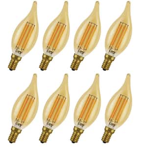 40-Watt Equivalent B10 E12 Bent Candle Flame LED Filament Light Bulb - (24 Pack)