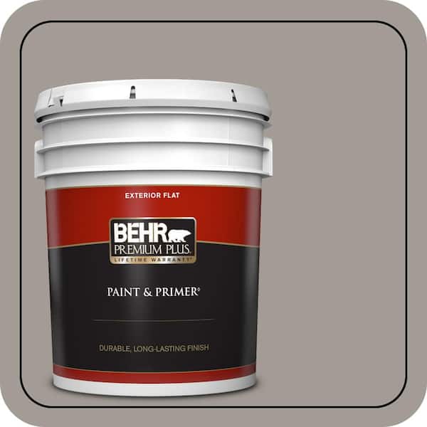 BEHR PREMIUM PLUS 5 gal. #PPU18-15 Fashion Gray Flat Exterior Paint & Primer