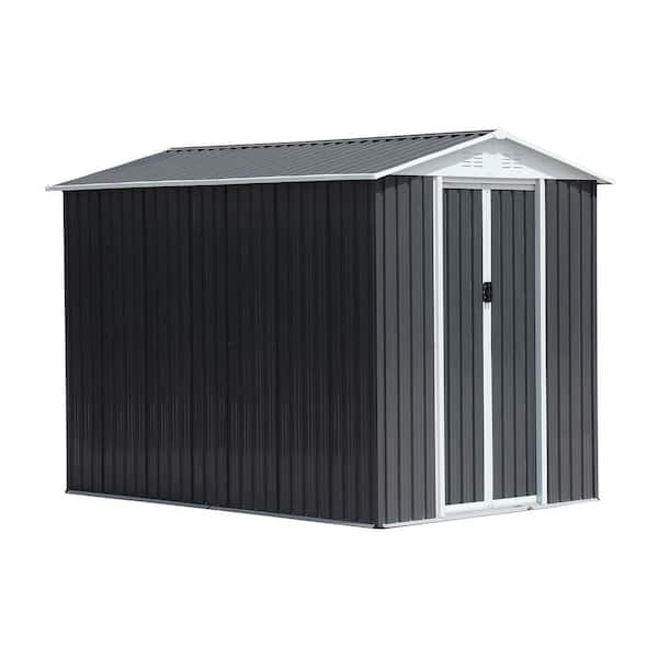 6 ft. W x 9 ft. D Gray Metal Shed with Sliding Doors (54 sq. ft.)