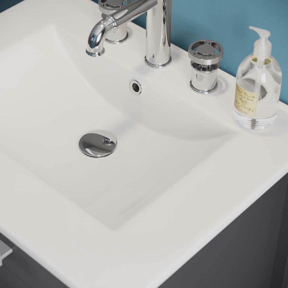 Laguna 24" Gray and White Modern MDF Ceramic Bathroom Vanity