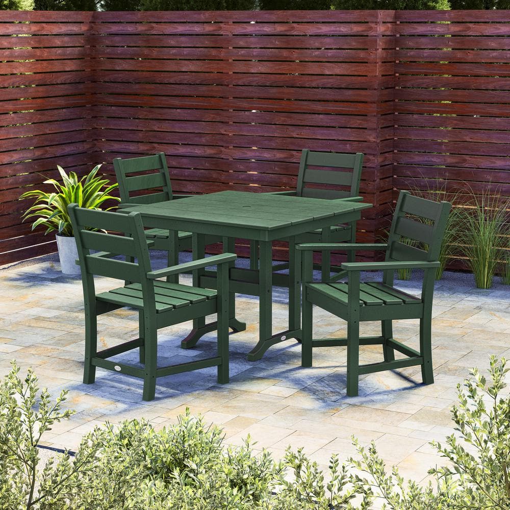 Grant Park 5-Piece Plastic Outdoor Dining Arm Chair Set In Green price history on PriceWatchPro