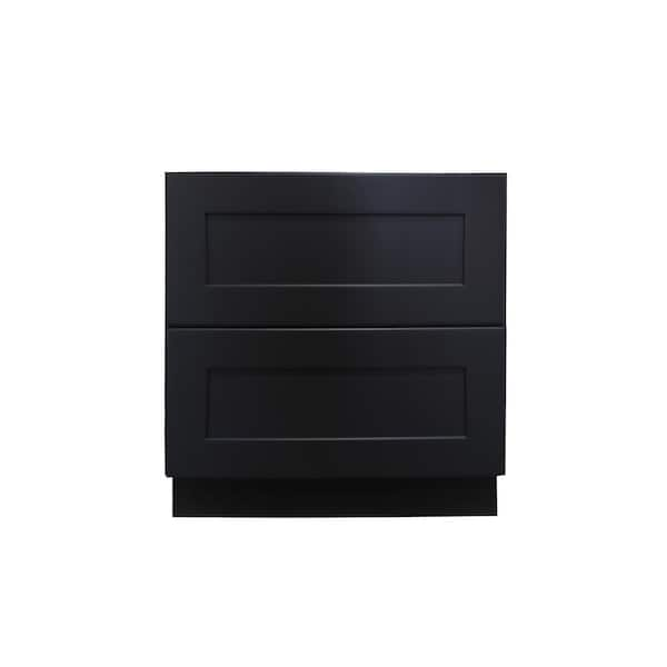 Shaker Assembled 24 in. x 34.5 in. x 24 in. Drawer Base Cabinet with 2 Drawers in Charcoal Black