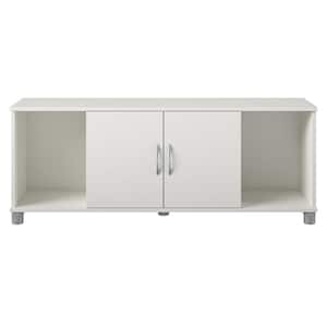 Lonn White Shoe Bench with Doors (20.5 in. x 53.53 in. x 15.4 in.)