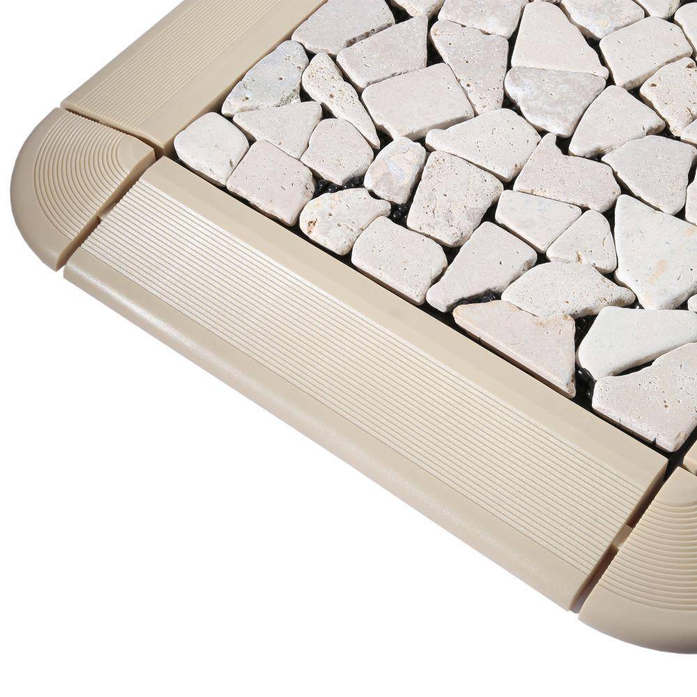 Off-White Plastic Interlocking Deck Tile Kit with Edges