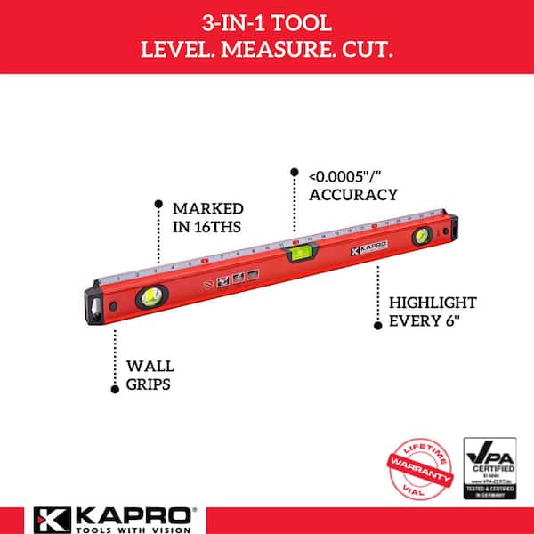 24 in. Exodus Professional Box Level with 45° vial and Ruler