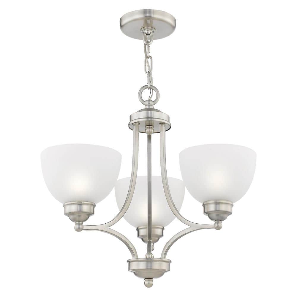 Somerset Brushed Nickel 3-Light Chandelier with Satin Glass